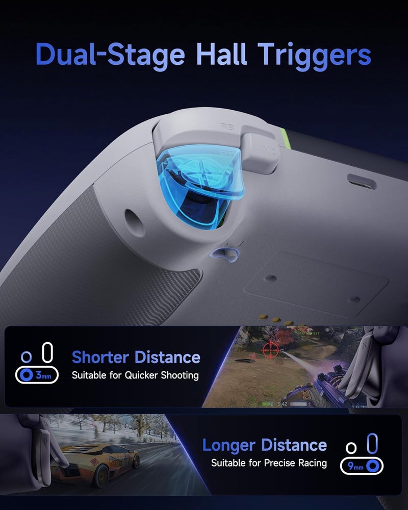 EasySMX X05Pro Wireless PC Controller – Soft-Click Low-Noise Buttons, Dual-Stage Impulse Triggers, Hall Joysticks with 1000Hz Polling, 2 Programmable Buttons, 1000mAh Battery, Multi-Platform Controller for PC/Switch/Android/iOS - Image 3